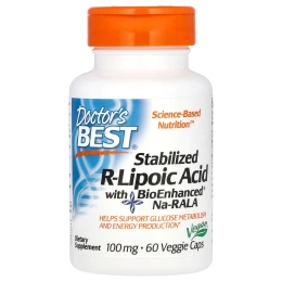 Doctor's Best Stabilized R-Lipoic Acid with BioEnhanced Na-RALA 100 mg, 60 caps.