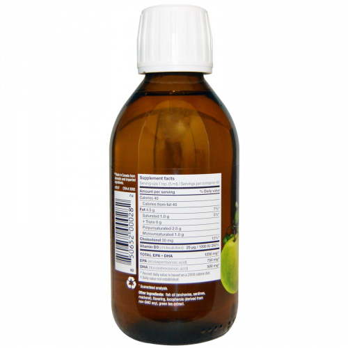Ascenta, NutraSea + D, Омега-3 + Витамин D, Яблочный вкус, 6.8 жидких унций (200 мл)