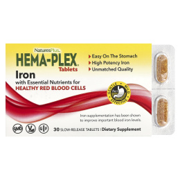 Nature's Plus Hema-Plex комплекс с железом, 30 таблеток с длительным высвобождением