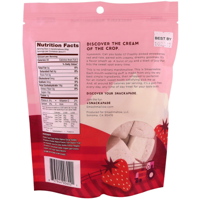 SmashMallow, Клубника со сливками, 4,5 унции (128 г)