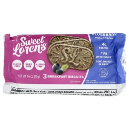 Sweet Loren's, печенье для завтрака, голубика, 5 пакетиков по 45 г (1,6 унции)
