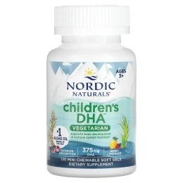 Nordic Naturals, ДГК для детей, для детей от 3 лет, ягодный лимонад, 375 мг, 120 жевательных мини-таблеток (125 мг в каждой мягкой таблетке)