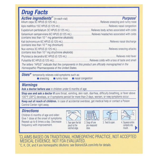 Boiron ColdCalm, 30 жидких порций, 0,34 унции каждая