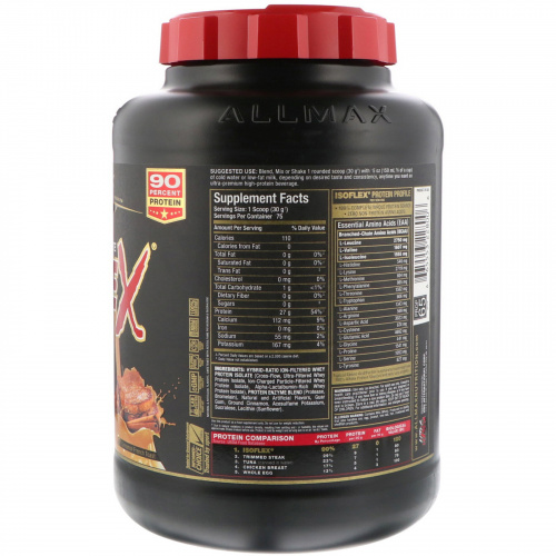 ALLMAX Nutrition, Isoflex, 100%-ный чистый изолят сывороточного белка (ИСБ с фильтрацией частиц заряженными ионами), тост с французской корицей, 2,27 кг