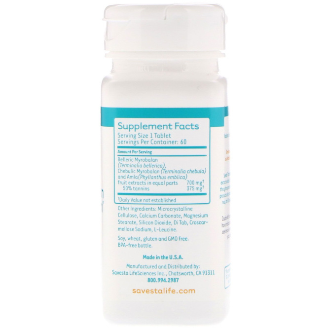 Savesta, Детокс и пищеварение, трифала, 60 вегетарианских таблеток