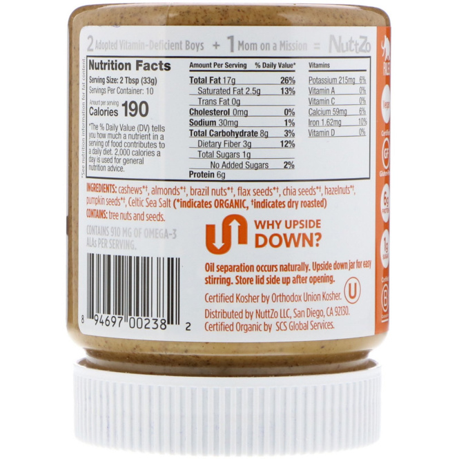 Nuttzo, Paleo Organic Power Fuel, Smooth, 12 oz (340 g)