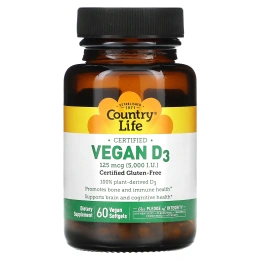 Country Life VEGAN D3 5000 МЕ, 60 веганских мягких таблеток