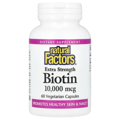 Natural Factors, Биотин, экстра сила, 10000 мкг, 60 растительных капсул