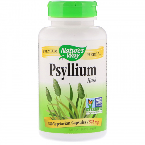 Nature's Way, Psyllium, Husks, 525 mg, 180 Vegetarian Capsules