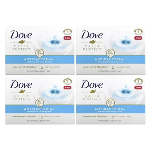 Dove, Care & Protect, косметическое средство с антибактериальным эффектом, 4 батончика по 106 г (3,75 унции)