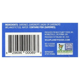 Wild Planet, дикие сардины, в воде, без добавления соли, 125 г (4,4 унции)