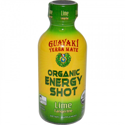 Guayaki, Yerba Mate, органическая энергетическая доза, лайм и мандарин 2 жидких унции (59 мл)