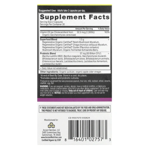Ancient Nutrition, Пробиотики для женщин с повышенной силой действия, 60 капсул
