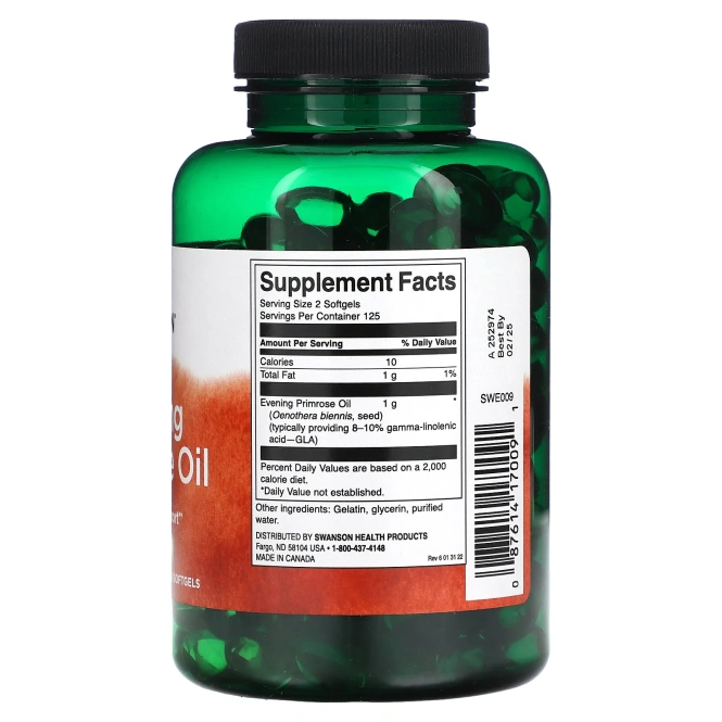Swanson, масло примулы вечерней, 500 мг, 250 капсул