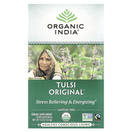 Organic India, оригинальный чай тулси, без кофеина, 18 пакетиков для заваривания, 32,4 г (1,14 унции)