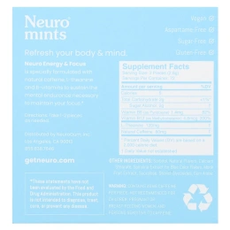 NeuroGum, NeuroMints, энергия и концентрация, перечная мята, 12 пакетиков по 12 шт. (всего 144 шт.)