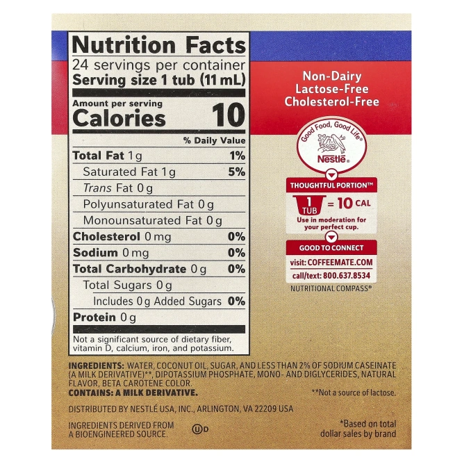 Coffee Mate, жидкие сливки для кофе, оригинальный вкус, 24 шт.