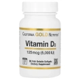 California Gold Nutrition, витамин D3, 125 мкг (5000 МЕ), 90 капсул из рыбьего желатина