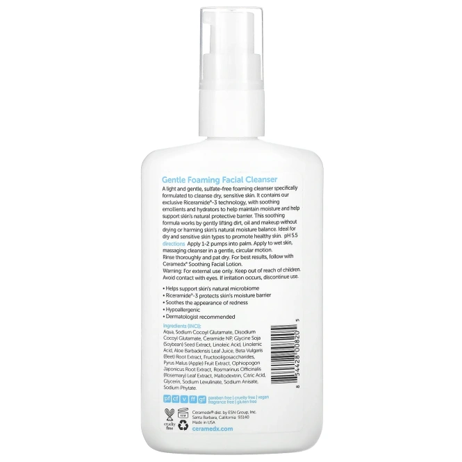 Ceramedx, Нежная пенка для умывания, без отдушек, 236 мл (8 жидк. Унций)