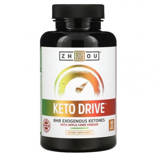 Zhou Nutrition, Keto Drive, экзогенные кетоны BHB, 60 капсул