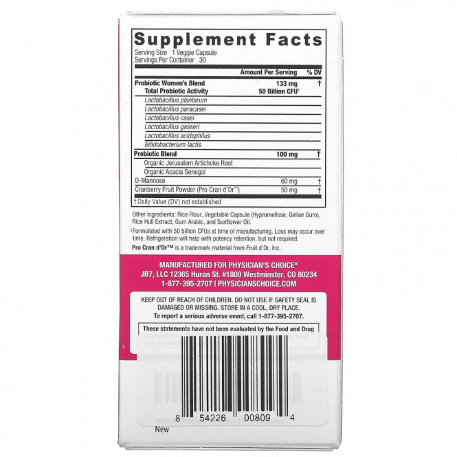 Physician's Choice, Women's Probiotic 50 Billion, 30 Vegetarian Capsules