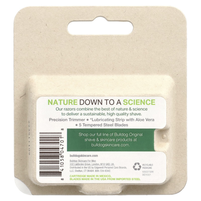 Bulldog Skincare For Men, Оригинальные сменные картриджи со стальными лезвиями, 4 картриджа с 5 лезвиями