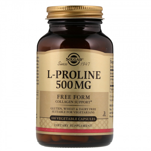 Solgar, L-Proline, 500 mg, 100 Vegetable Capsules