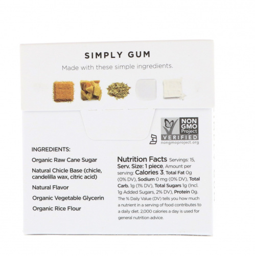 Simply Gum, Жевательная резинка, Натуральный фенхель и лакрица, 15 штук