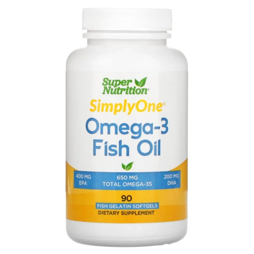 Super Nutrition, рыбий жир с омега-3, триглицерид Vivomega, 1000 мг, 90 рыбных капсул
