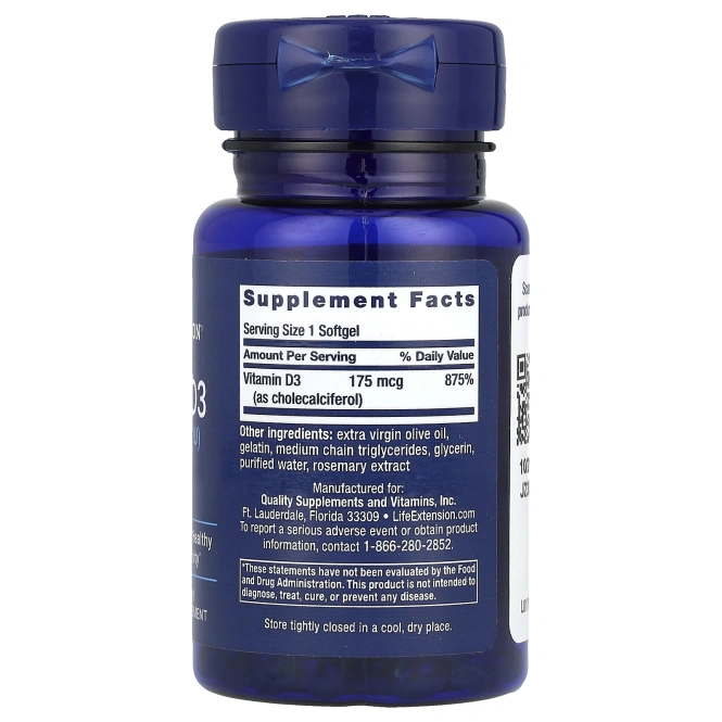 Life Extension Витамин D3 7000 МЕ, 60 гелевых капсул