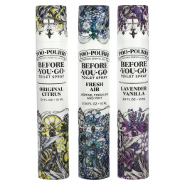 Poo-Pourri, On-The-Go, спреи для туалета Before-You-Go, Value Set, 3 вида спрея, по 10 мл (0,34 жидк. унц.)