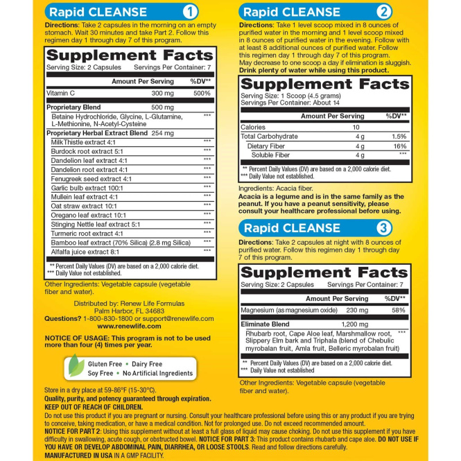 Renew Life, Advanced, Rapid Cleanse, 7-Day Program, 3-Part Program
