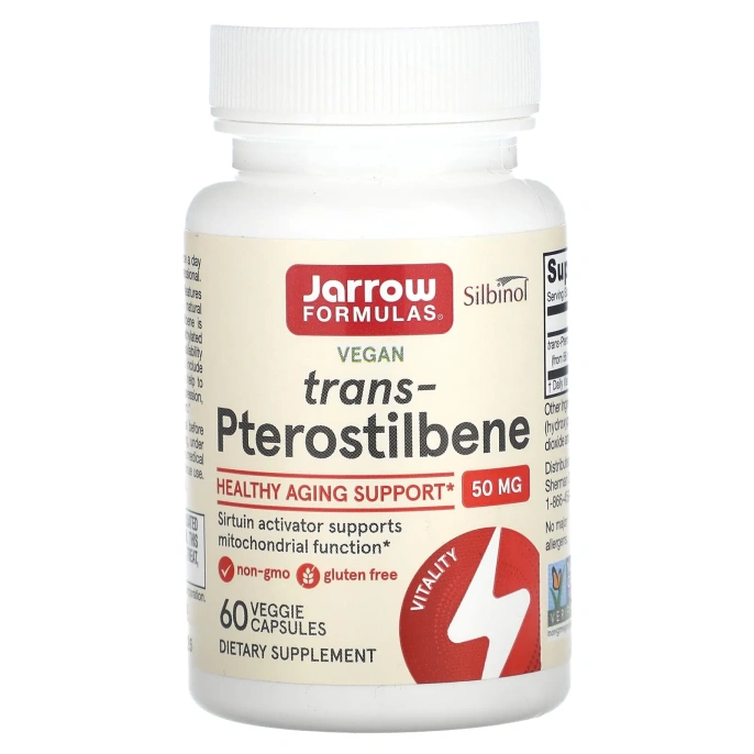 Jarrow Formulas, Трансптеростильбен, 50 мг, 60 растительных капсул