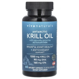 Viva Naturals, масло антарктического криля с астаксантином, 60 капсул Caplique