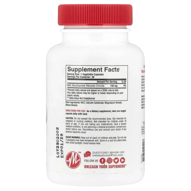 Metabolic Nutrition, NAD DAILY ™, омолаживающее средство на клеточном уровне, 30 капсул