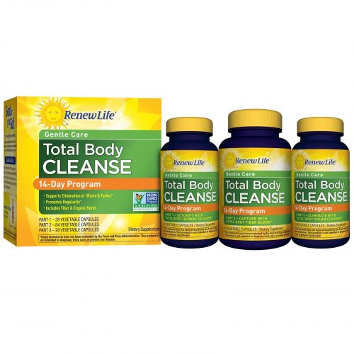 Renew Life, Gentle Care, Total Body Cleanse, 14-Day Program, 3-Part Program
