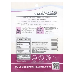 Cultures for Health, Веганский йогурт, 4 пакетика, 1,6 г (0,06 унции)