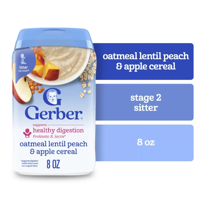 Gerber, 2nd Foods®, каша, овсянка, чечевица, персик и яблоко, 227 г (8 унций)
