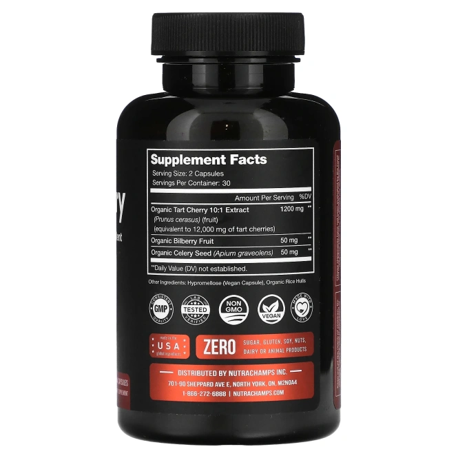 NutraChamps, Вишня, 12000 мг, 60 веганских капсул