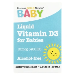 Детский Витамин Д3 в каплях California Gold Nutrition 10 мкг 400 МЕ, 0,34 ж.унц. (10 мл)