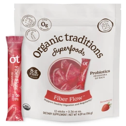 Organic Traditions, Fiber Flow™, со вкусом клубники, 12 стиков по 9,7 г (0,34 унции)