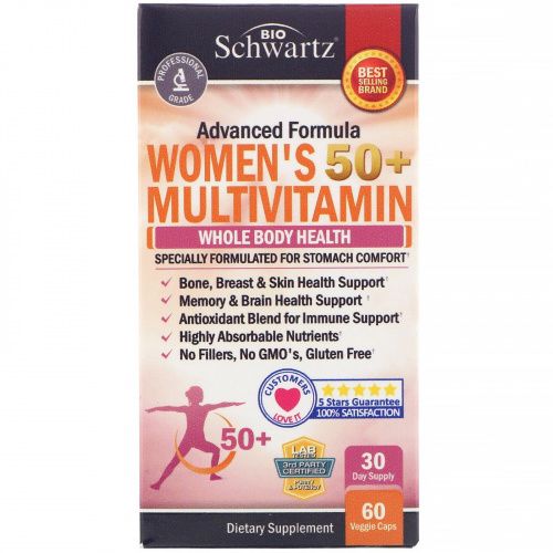 BioSchwartz, Advanced Formula, мультивитамины для женщин в возрасте 50+, 60 растительных капсул