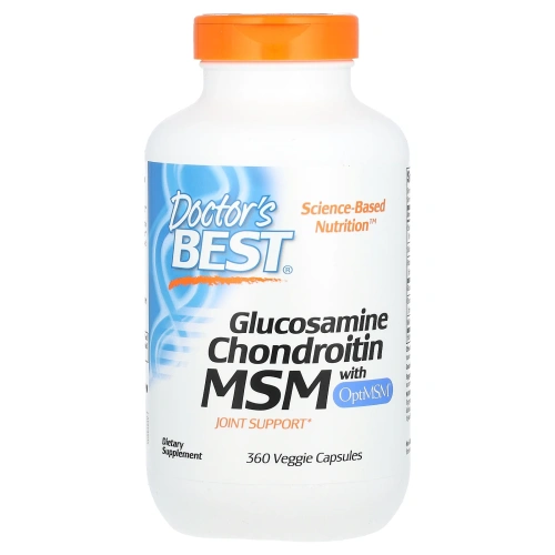Doctor's Best Глюкозамин Хондроитин MSM с OptiMSM, 360 растительных капсул