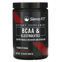 Sierra Fit, аминокислоты с разветвленными цепями (BCAA) и электролиты, 7 г BCAA, со вкусом фруктового пунша, 435 г (15,34 унции)
