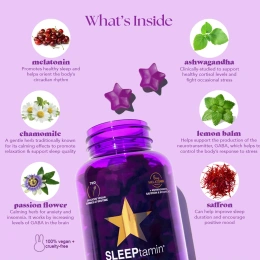 HAIRtamin, SLEEPtamin®, жевательные мармеладки, сладкие сны с ягодами, 60 веганских жевательных таблеток