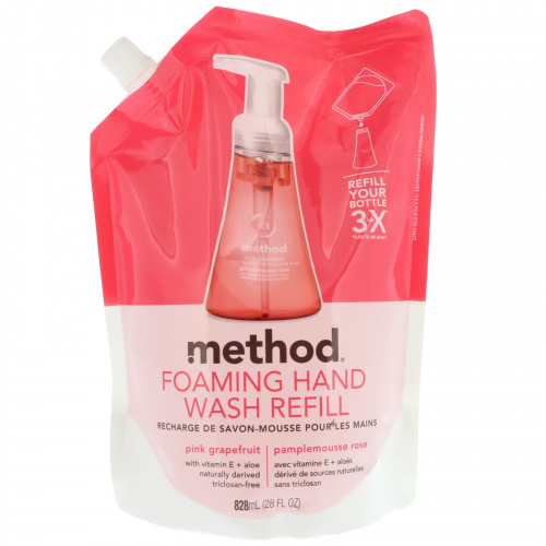 Method, Пенящееся мыло для рук для доливки, розовый грейпфрут, 828 мл