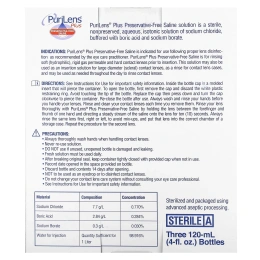 Purilens, Plus, солевой раствор без консервантов, 3 флакона по 120 мл (4 жидк. унции)