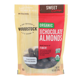 Woodstock, Миндаль в темном шоколаде, натуральный, 6.5 унций (184 г)