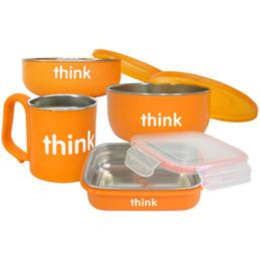 Think, Thinkbaby, Набор детской посуды не содержащий бисфенол А, оранжевый, 1 набор