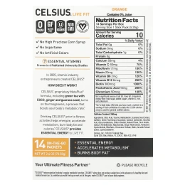Celsius, Live Fit, апельсин, 14 пакетиков по 5,25 г (0,19 унции)